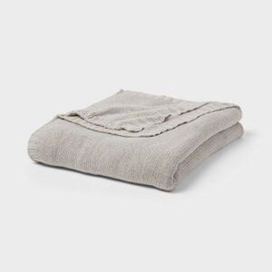 Threshold - Full/Queen Sweater Knit Bed Blanket Gray - Thresho Gray
